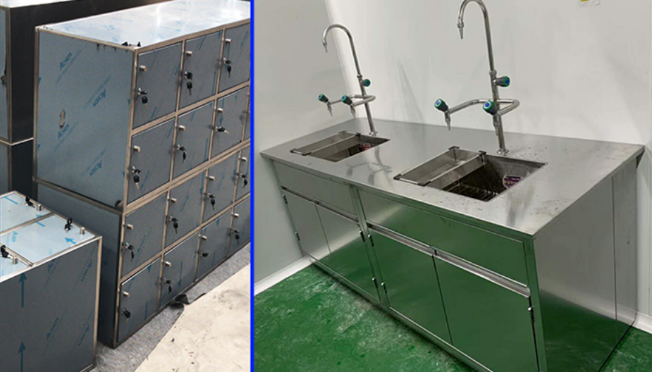 不锈钢储物柜+不锈钢水盆台