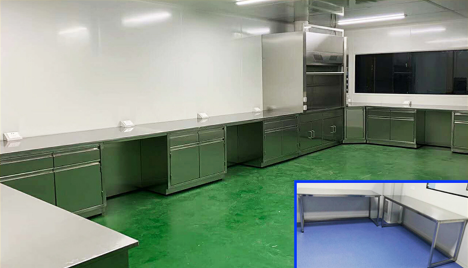 不锈钢实验台(一体成型拉手)+不锈钢操作台